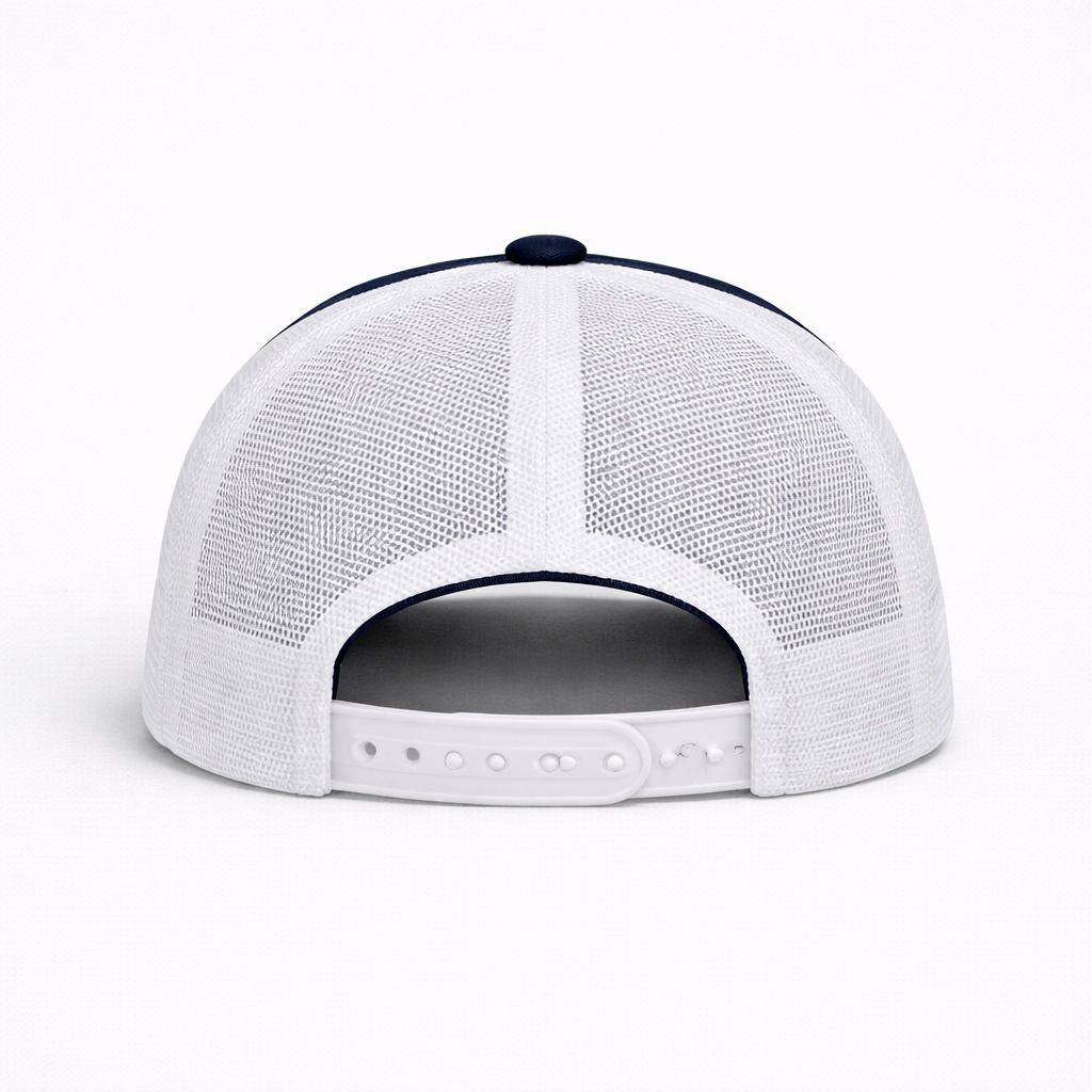 Pro Fit Snapback Trucker Hat back view showing adjustable snap closure