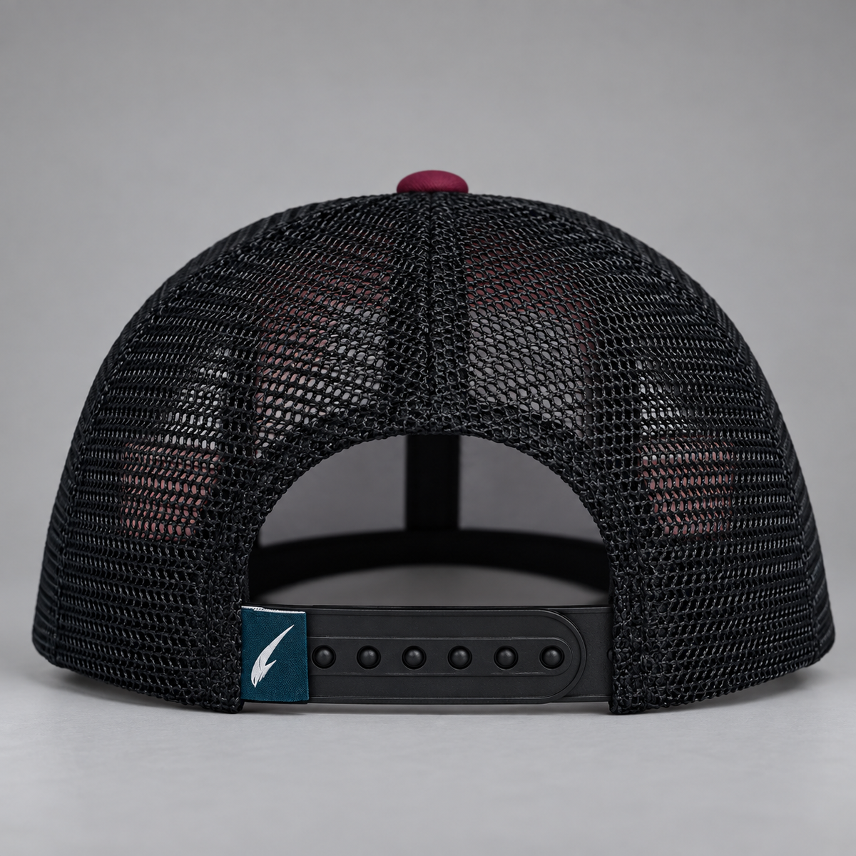Shozef maroon “Never Give Up” Trucker Cap